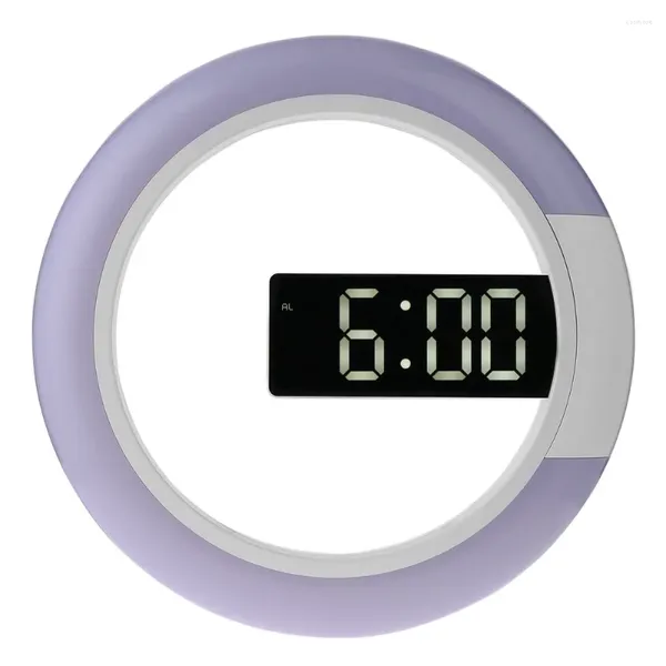 Relojes de pared Mirror LED Pantalla digital de reloj hueco para control remoto de estética moderna 7 Luz de anillo de color