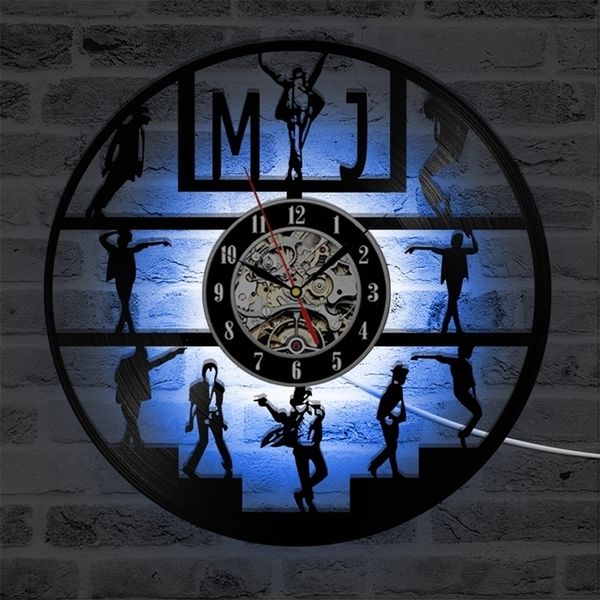 Horloges murales LED Vinyl Record Clock Design moderne Dancing Michael Jackson avec 7 couleurs Changement Montre Home Decor 220930
