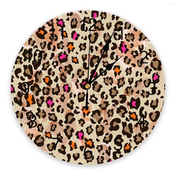 Relojes de pared Reloj con estampado de leopardo Diseño moderno Decoración de sala de estar Cocina Decoración silenciosa para el hogar