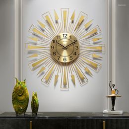 Horloges murales lumière luxe horloge salon personnalité créative ameublement Simple et moderne muet électronique Quartz