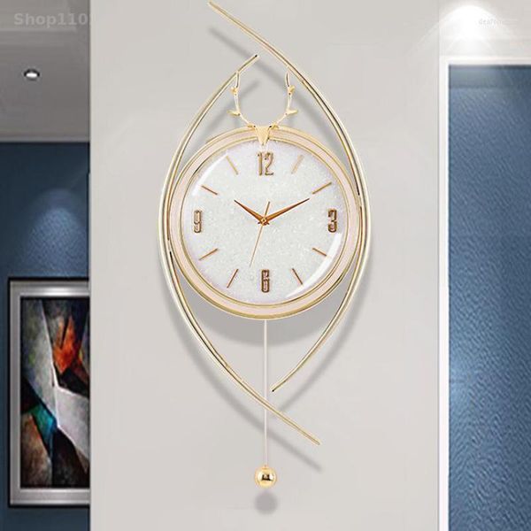 Horloges murales lumière luxe salon horloge Simple moderne maison avancée montre Style nordique calme mode créative