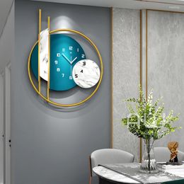 Relojes de pared luz de lujo silencioso reloj de arte creativo diseño moderno decoración de sala de estar Metal 3D TV fondo reloj colgante