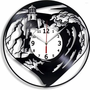 Horloge Murale Phare Record Clock 12 Pouces - Sea Home Decor Art Idée Cadeau Pour Père Homme Fait Main