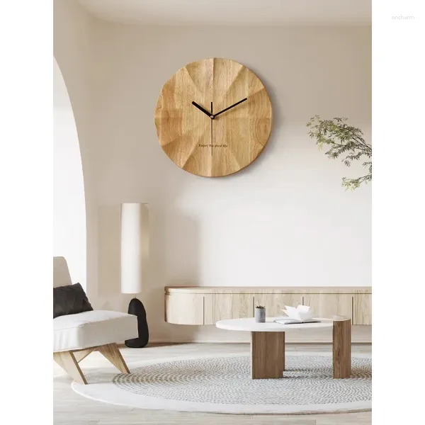 Relojes de pared Liji Madera maciza Estilo japonés Reloj para sala de estar Arte de madera Tronco de alto grado Decorativo Traje suave