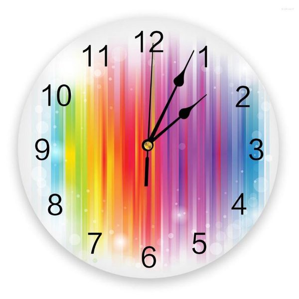 Relojes de pared línea Color fantasía raya textura dormitorio reloj grande cocina moderna comedor redondo sala de estar reloj decoración del hogar