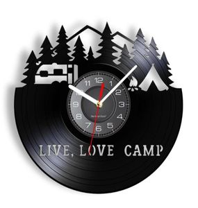 Horloges murales Live Love Camp Summer Camping Modern Design Clock Watch Camper Mve Cave Decor Glamping Adventure Vintage Tapies9662892