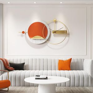 Horloges murales salon horloge montre or Art luxe Unique grand Orange Design moderne grande cuisine batterie Saat décor
