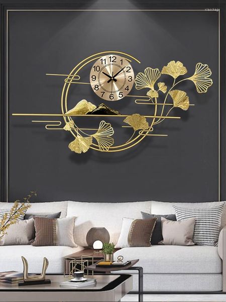 Horloges murales salon horloge décorative lumière moderne luxe salle à manger montre de poche créative canapé fond décoration