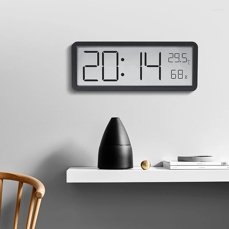 Relógios de parede sala de estar pendurada em temperatura umidade relógio LCD Digital 12/24 Tabela de mesa do sistema Decoração de alarme eletrônico
