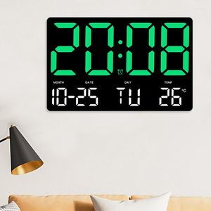 Wall Clocks Living Room Wall-Mounted Digital Clock Large Screen Electronic With Date Time Temperature Display Alarm For Bedroom