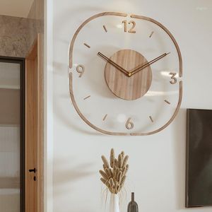 Wandklokken woonkamer houten hangende moderne designstylish hal 3d klok stille mechanisme reloj de pared home decor