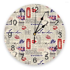 Horloges murales London SPAPER 3D Horloge moderne Design Farmhouse décor Cuisine Vintage PVC Round Living Room Decoration