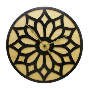 Horloges murales Anneau de Lotus Horloge contemporaine Fleur en bois spirituelle Décorative Quartz silencieux Moderne Rustique Ferme Art