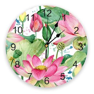 Wandklokken Lotus waterverfplant Home Decorations Living Room Clock Modern Design Stickers Digitale Clockwallwallwall