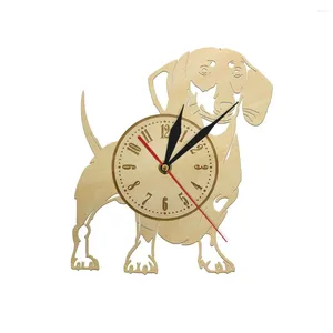 Wandklokken houden van teckelhond hedendaagse klok Wiener boerderij stijl kunst dieren puppy stille houten horloge huisdieren nieuwigheid cadeau