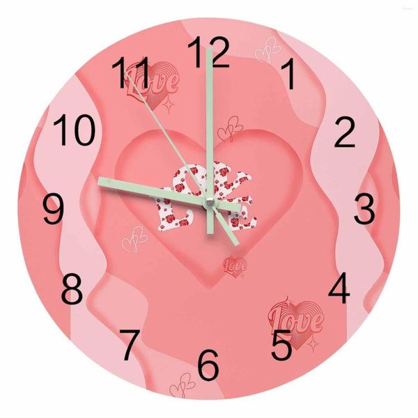 Horloges murales amour ligne étoile dégradé pointeur lumineux horloge maison ornements rond silencieux salon chambre bureau décor