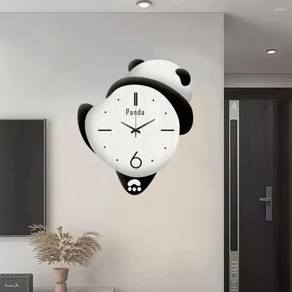Relojes de pared Lovely Panda Watch Home Dormitorio Reloj de dibujos animados Niños No vivos Habitación silenciosa perforada y O1S5