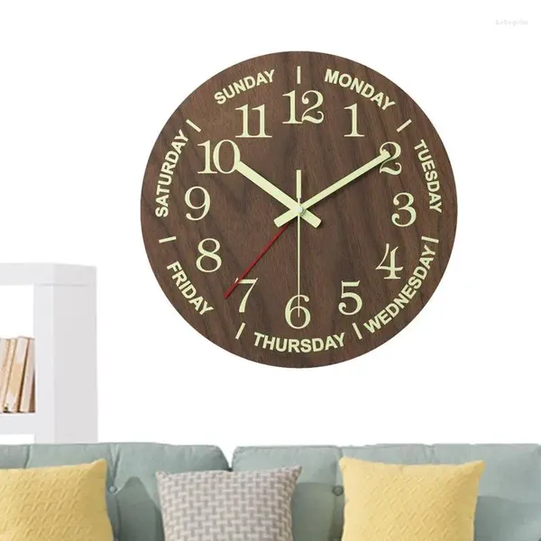 Horloges murales Horloge lumineuse 12 pouces silencieuse éclairée Glow dans l'ornement de suspension moderne rond élégant sombre pour chambre à coucher