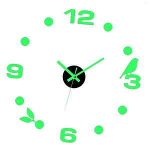 Horloges murales Lumineux Horloge Autocollants DIY Minimaliste Sans Cadre Pour La Maison