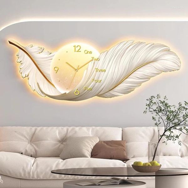 Horloges murales lumineuses de luxe modernes suspendues 3d, grande taille, esthétique nordique, Art mural silencieux, décoration de maison