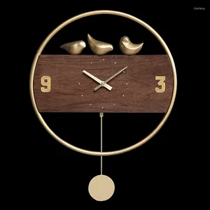 Horloges murales Horloge de luxe Bois Silencieux Métal Creative Montre Décor À La Maison Salon Chambre Montre Murale Cadeau