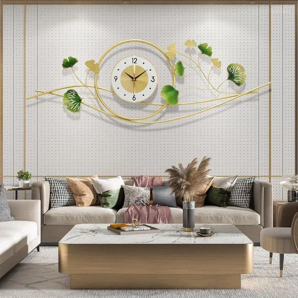 Horloges murales de luxe horloge créative salon moderne montre silencieuse canapé fond ornement décoration intérieure vert