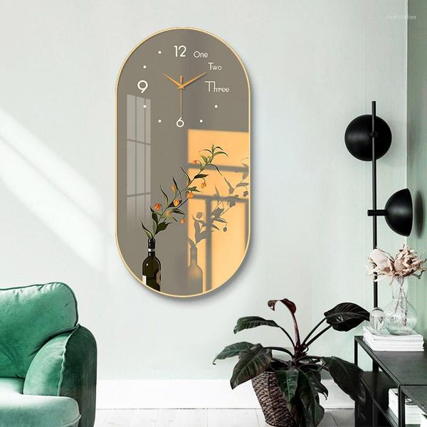 Horloges murales de luxe cristal porcelaine horloge grand salon moderne ménage fleur peinture décorative décor silencieux