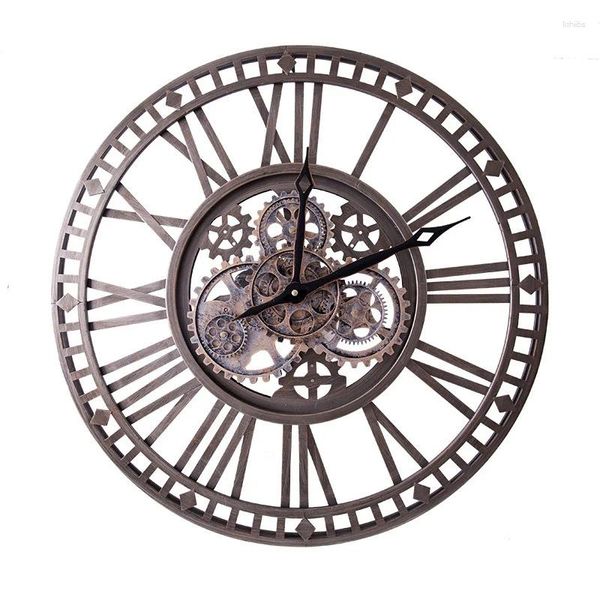 Relojes de pared Reloj grande con engranaje de lujo, diseño moderno, Metal 3d, decoración silenciosa para el hogar, sala de estar, relojes Vintage, decoración