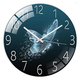 Horloges murales horloge en verre de luxe Odern grande montre cuisine avec paysage lumière colorée pour la maison chambre Dec