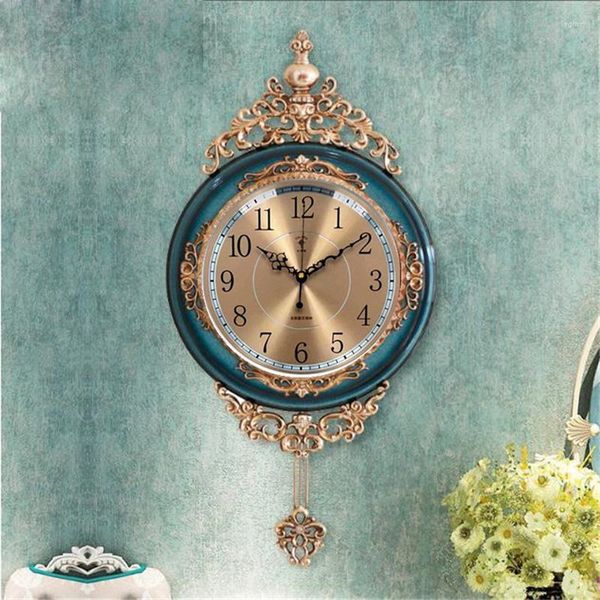 Relojes De Pared Reloj De oro De lujo sala De estar silencioso creativo Swing relojes dormitorio cuarzo Reloj De Pared decoración del hogar XFYH