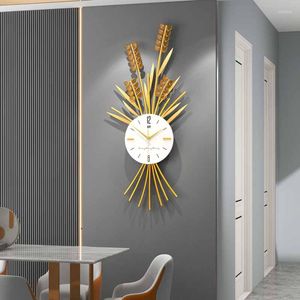 Horloges murales graphiques de luxe grande horloge intérieur silencieux chambre numérique or métal Relojes Pared décoration XY50WC