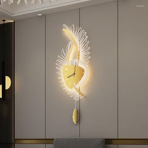 Relojes de pared Reloj grande de lujo Navidad Sala de estar Cocina Metal LED Moderno Orologio Parete Decoración para el hogar ZP50BGZ