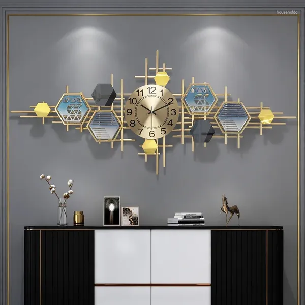 Horloges murales de luxe grande horloge salon mécanisme esthétique moderne montre nordique 3D design silencieux wanduhr décoration de la maison