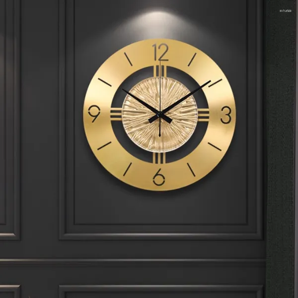 Horloges murales de luxe salon horloge maison élégante Quartz décoration numéro aiguilles cuivre silencieux chambre Horloge décor
