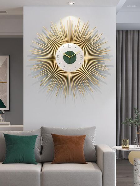 Relojes de pared Reloj moderno de lujo sala de estar creativa arte nórdico silencioso diseño grande dormitorio Horloge Murale decoración del hogar