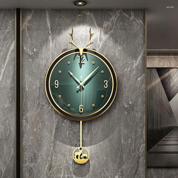 Wanduhren Luxus Moderne Uhr Stille Uhren Große Mechanismus Gold Pendel Dekor Wohnzimmer Dekoration ZY50GZ