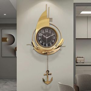 Relojes de pared Diseño moderno de lujo Decoración de sala de estar Reloj grande Reloj negro de metal Docer para el hogar