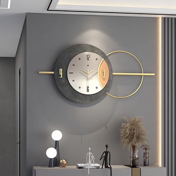 Relojes de pared de lujo modernos para sala de estar, reloj silencioso de Metal dorado, diseño de arte creativo de gran tamaño, regalo de decoración del hogar