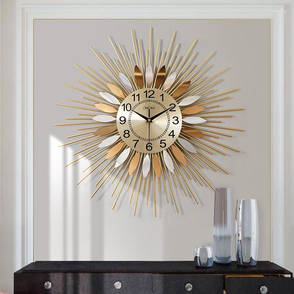 Horloges murales De luxe nordique horloge Art Unique Design moderne Original décor à la maison montre grande taille Reloj De Pared autocollant décoration