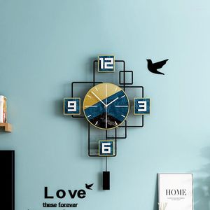 Relojes de pared de cuarzo de lujo decoración 3d sala de estar reloj de cocina moderno nórdico Metal mecánico Wandklok Interior casa Deco