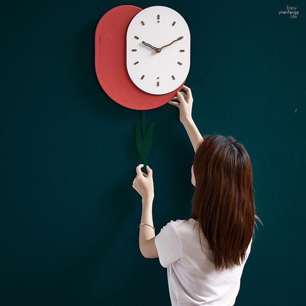 Relojes de pared pegatinas de lujo sala de estar diseño nórdico elegante reloj para niños escritorio dormitorio Orologio Da Parete hogar SQCYH