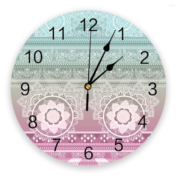 Relojes de pared Mandala 3d reloj diseño moderno granja decoración cocina Vintage PVC redondo sala de estar decoración