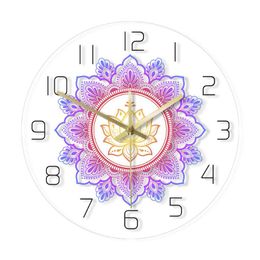 Horloges murales Mandala avec fleur de Lotus horloge moderne OM Studio signe salon chambre décor bohème montre