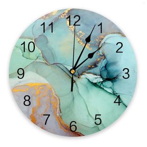 Horloges murales marbre turquoise silencieux salon décoration horloge ronde maison chambre cuisine décor