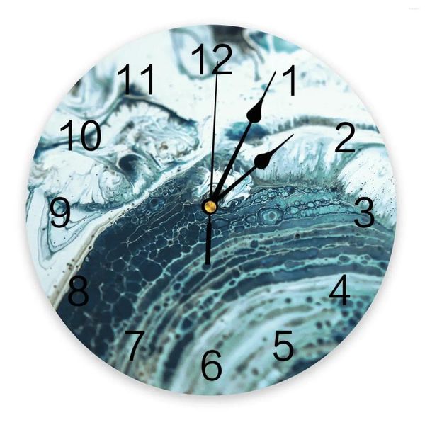 Horloges murales Encre marbrée Fluide Dégradé Silencieux Home Café Décor de bureau pour cuisine Art Grand 25 cm