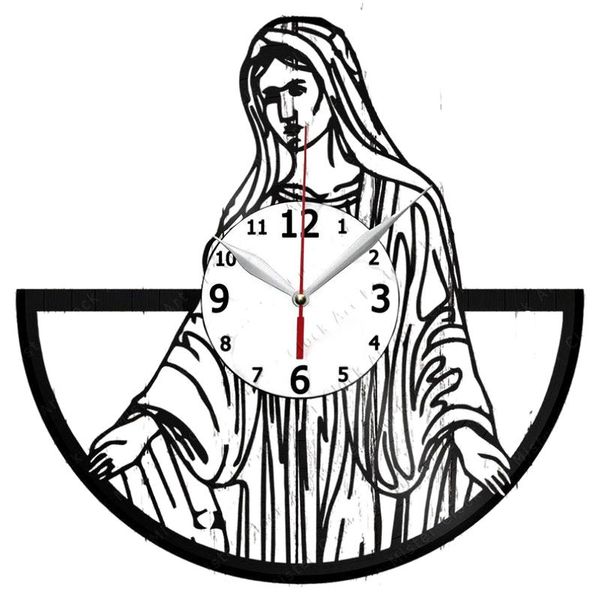 Horloges murales Mary Record Clock Home Art Decor Design unique fait à la main cadeau original noir ventilateur exclusif