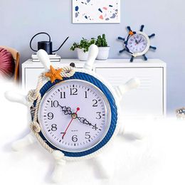 Horloges murales Horloge de style méditerranéen Horloge artisanale en bois à la main ornements à la maison Décor pour salon Salon Jardin Extérieur Dropship
