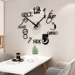 Wandklokken meisd nummers diy stille acryl grote decoratieve klok modern design woonkamer horloge zwarte spiegelstickers horloge