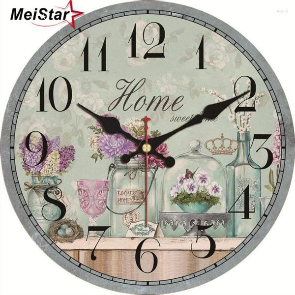 Relojes de pared MEISTAR, florero Vintage, diseño grande, silencioso, para el hogar, oficina, café, relojes, decoración para cocina, habitación, reloj redondo para balcón