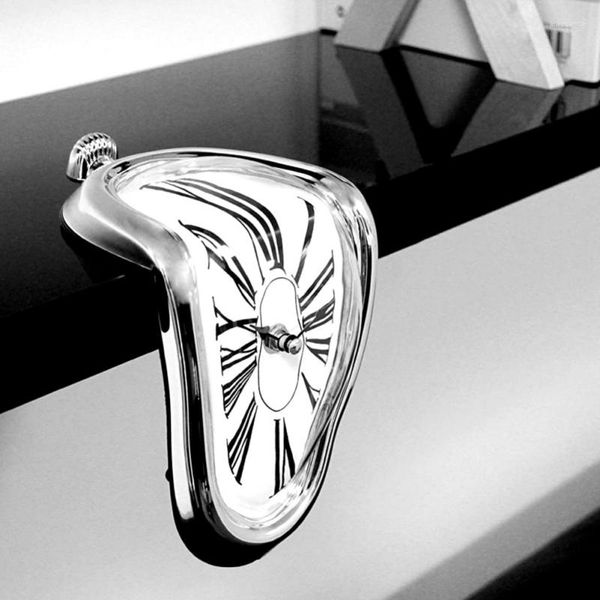 Relojes de pared, reloj de fusión, estante creativo para el hogar, mesa silenciosa retorcida surrealista para decoración del hogar, oficina, funciona con pilas